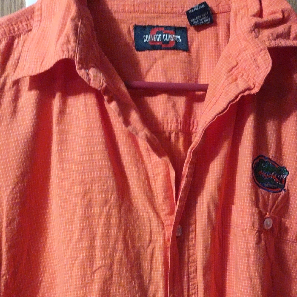 College Classics Men's Orange Casual Button Down Long Sleeved Shirt